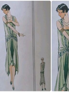 Art Deco Fashion Illustration Art Print, Flapper, Like New